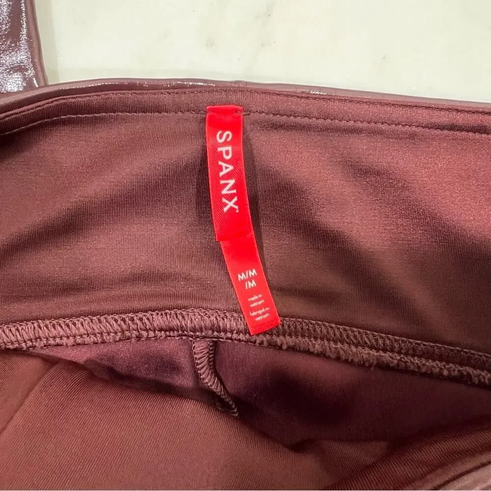 SPANX NWT Faux Patent Leather Hidden Contour Waistband Leggings Sizes S & M - Picture 9 of 15